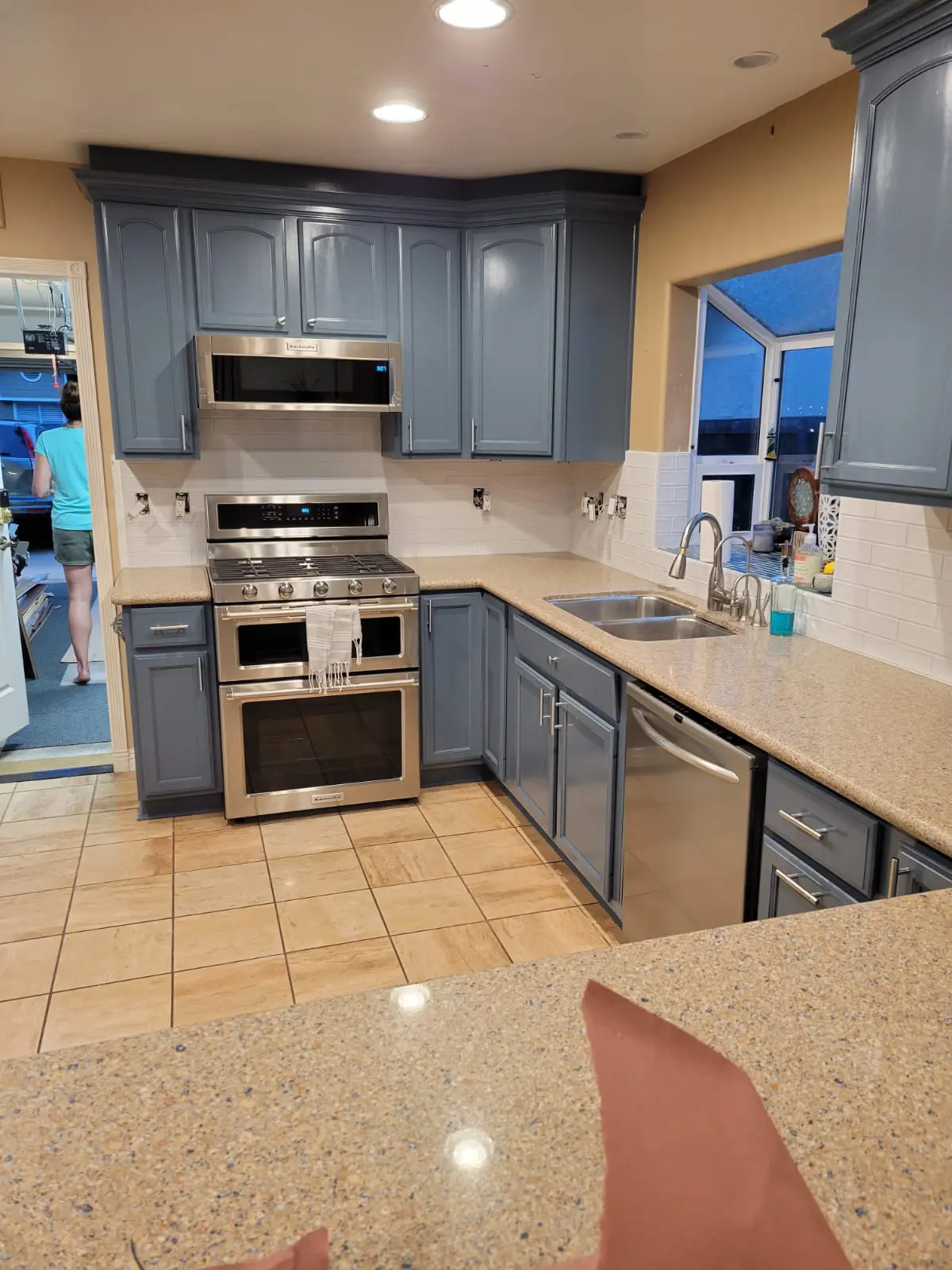 Blue cabinet refinishing project